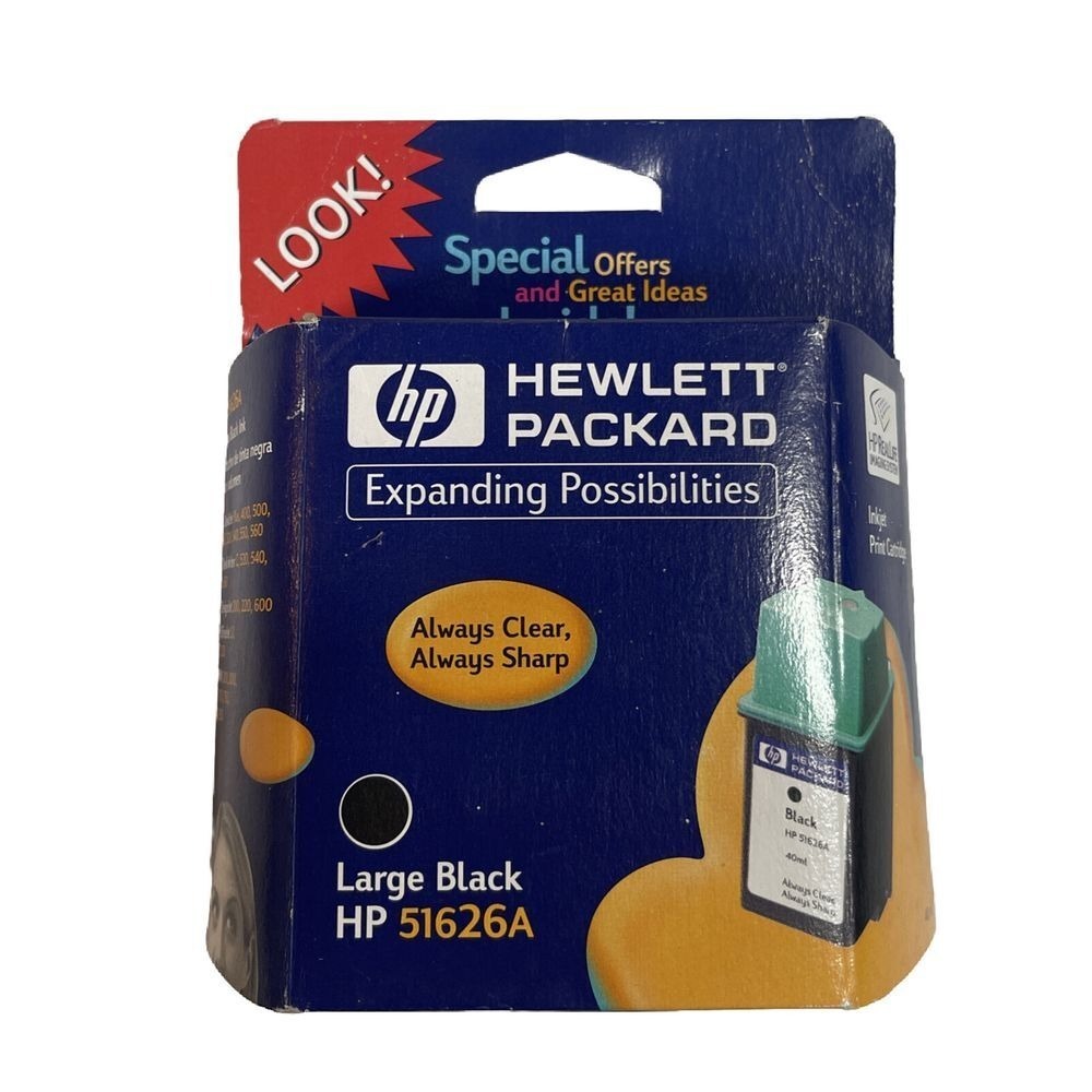 Vintage HP Inkjet large black 51626A Exp Dec 2001 Original Unopened Box